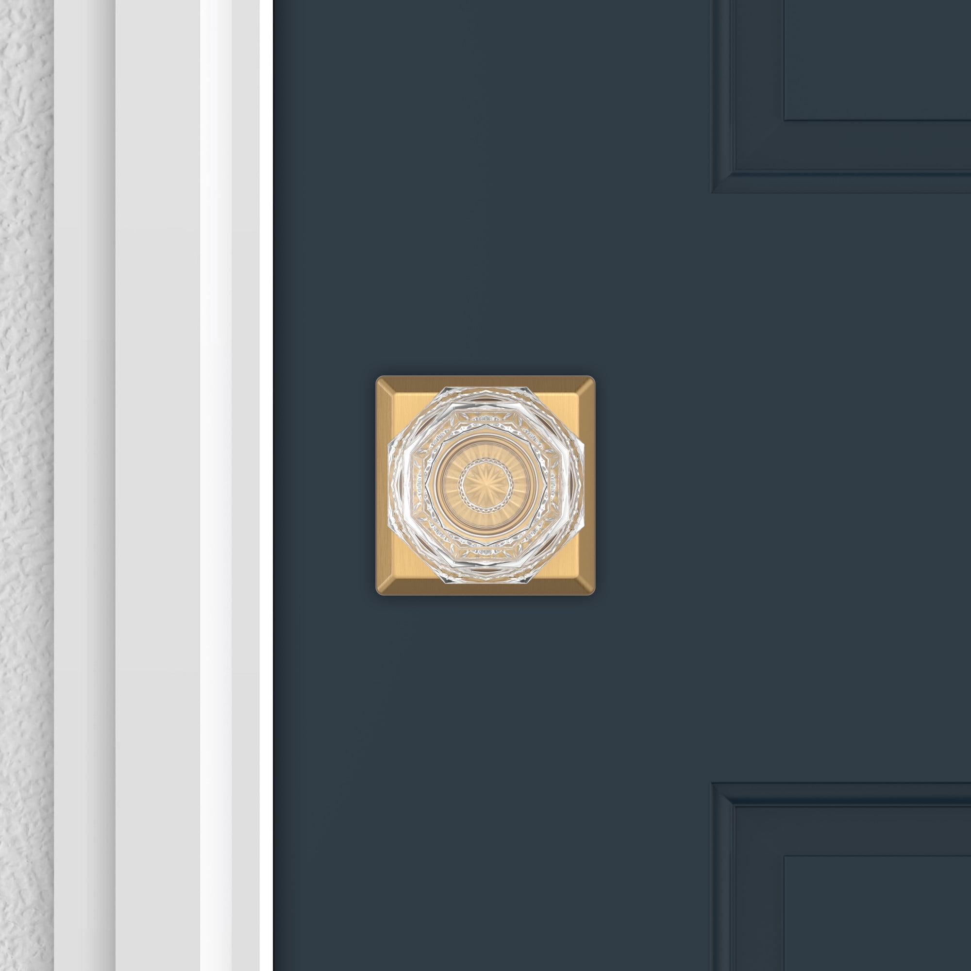 Baldwin Reserve Pvcrytsr003 Privacy Crystal Knob And Traditional Square Rose With 6Al Latch And Dual Strike Lifetime Brass Finish
