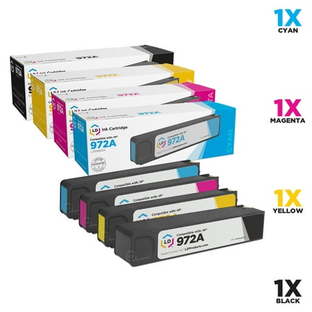 LD Compatible Cartridge Replacements for HP 972A (1 Black, 1 Cyan, 1 Magenta, 1 Yellow, 4-Pack (Best Hp Compatible Ink Cartridges)