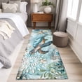 thumbnail image 4 of 2'x6' Rug Runners for Hallways Kitchen, Sea Turtle Coastal Non Slip Entryway Beside Floor Carpet Runner, Vintage Teal Nautical Beach Botanical Washable Laundry Room Bedroom Throw Rugs Mat, 4 of 8