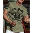 thumbnail image 2 of Gymish Adrenaline Workout T-Shirt for Men – Motivational Gym Tee, Funny Lifting Fitness Shirt, Military Green with Sleeve Logo, Medium, 2 of 6