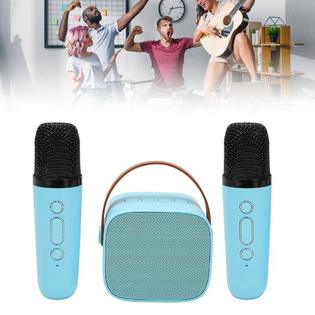 Marcina de Karaoke para Niños, Altavoz Portátil Con Sonido Estéreo Multifuncio Con 2 Micrófonos Inalámbricos, Juego de Karaoke para Niñas y Niños, Fiesta