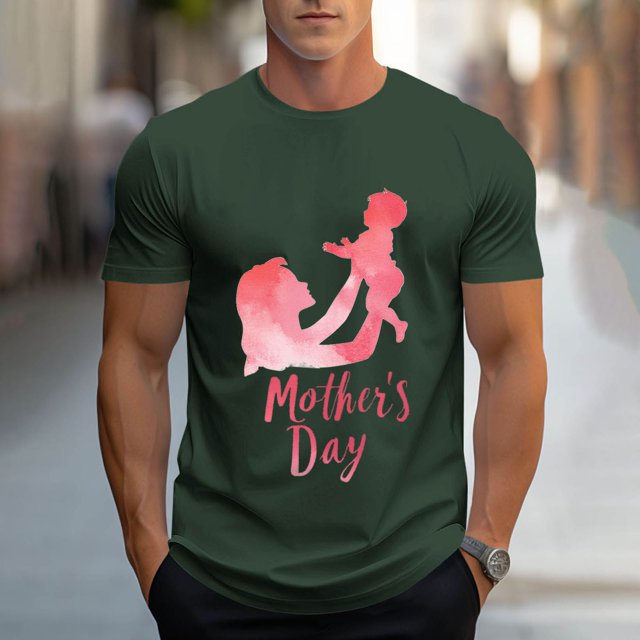 Tops para hombre, blusas y camisas de cuello redondo y manga corta para hombre, camisetas deportivas con estampados casuales para el Día de la Madre, blusas de cuello redondo y manga corta, blusas de