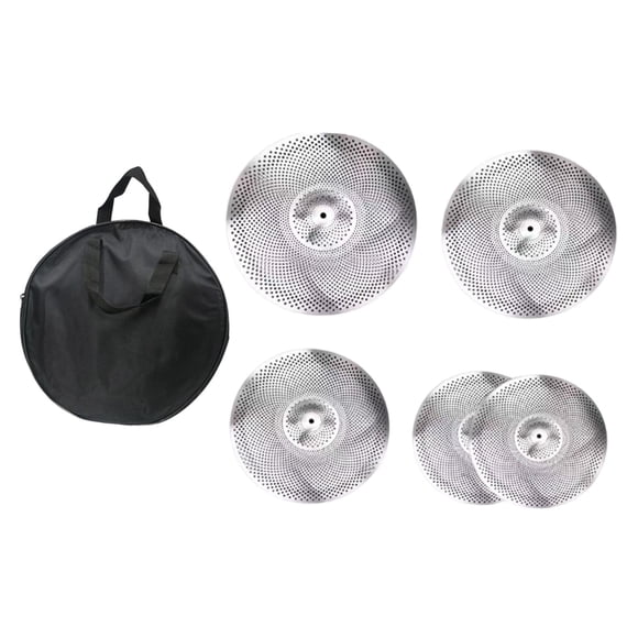 5 platillos de bajo volumen, platillos silenciados, débiles para batería, aleación de 14" Hi Hat + 16" Crash + 18" Rash + 20" Ride