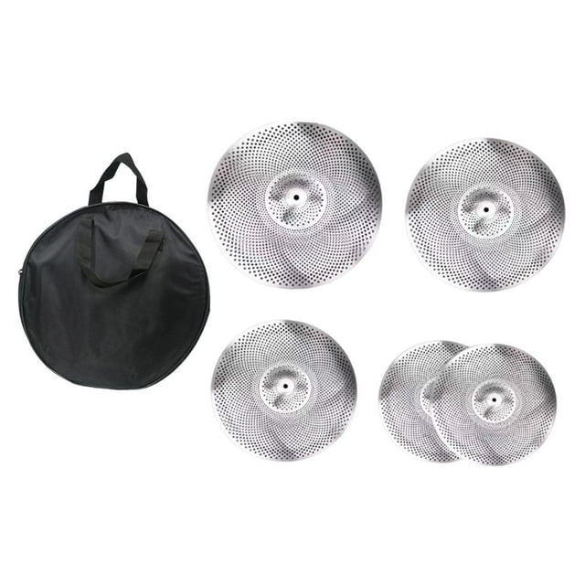 5 platillos de bajo volumen, platillos silenciados, débiles para batería, aleación de 14" Hi Hat + 16" Crash + 18" Rash + 20" Ride