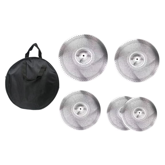 colcolo 5 Pieces Low Volume Cymbals Pack Weak Sound Absorbing for Drums Mute Cymbals