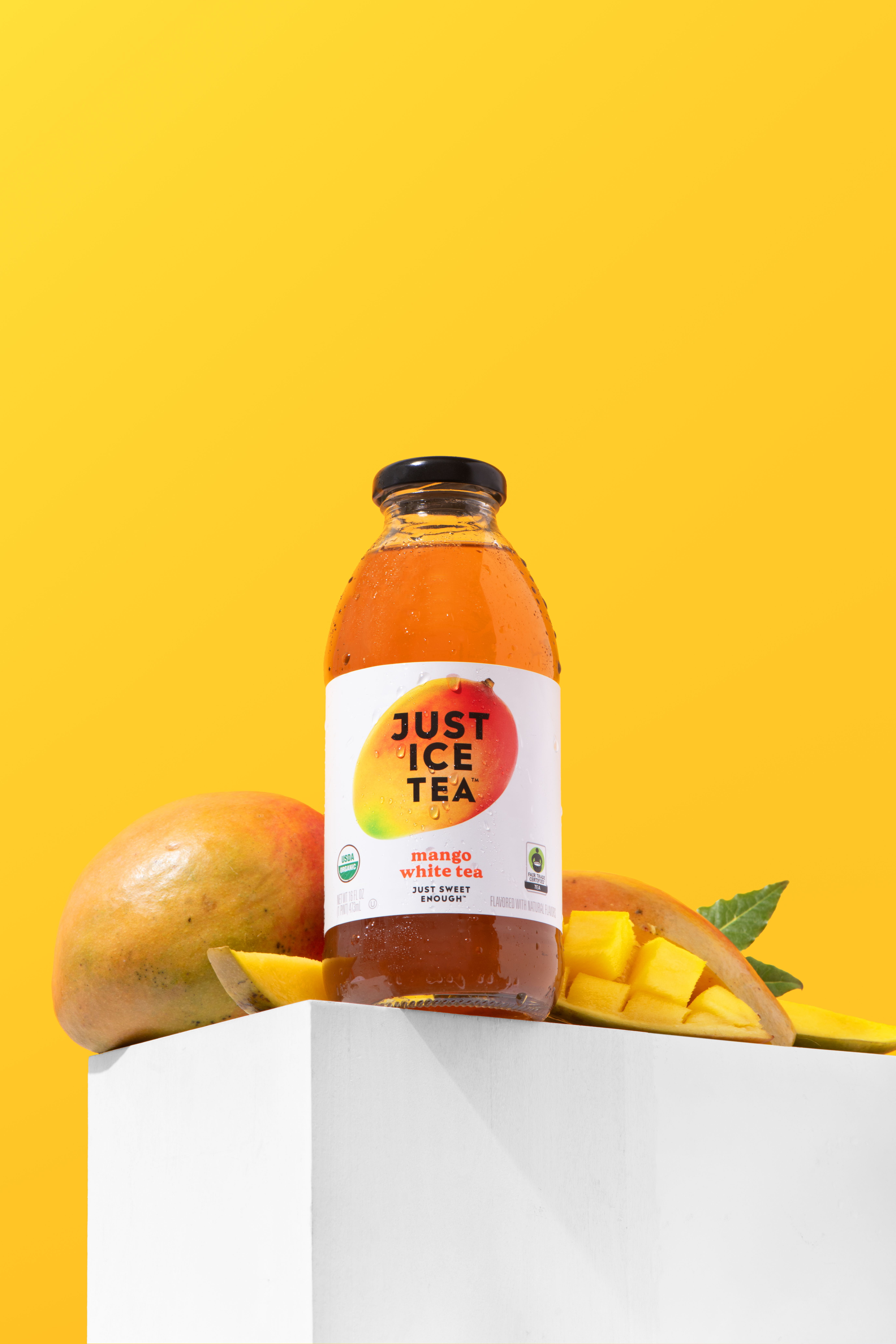Just Ice Tea Mango White Tea, Organic-16 floz glass