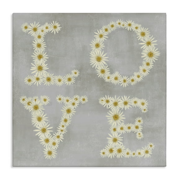 Stupell Industries Love Daisy Typography Plants & Flowers Painting Wrapped Canvas Art Print Wall Art, 17 x 17
