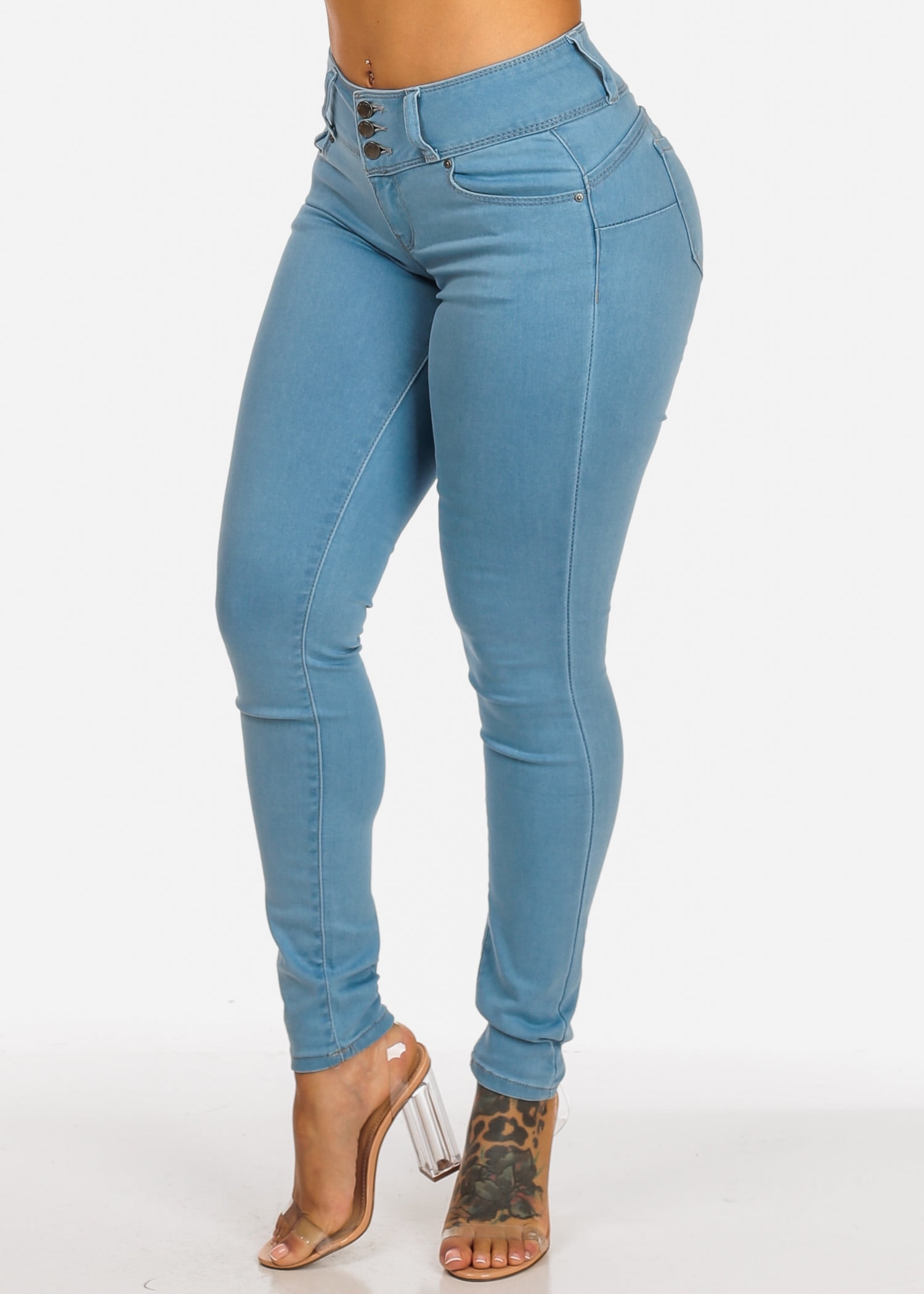 high rise 3 button jeans