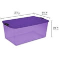 thumbnail image 2 of Sterilite 105 Quart Latch Tinted Storage Container with Purple Lid,  Purple Tint, 2 of 6