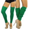 thumbnail image 5 of ToBeInStyle Women's Knit Long Iconic 80s Acrylic Leg Warmers - Kelly Green - One Size, 5 of 6