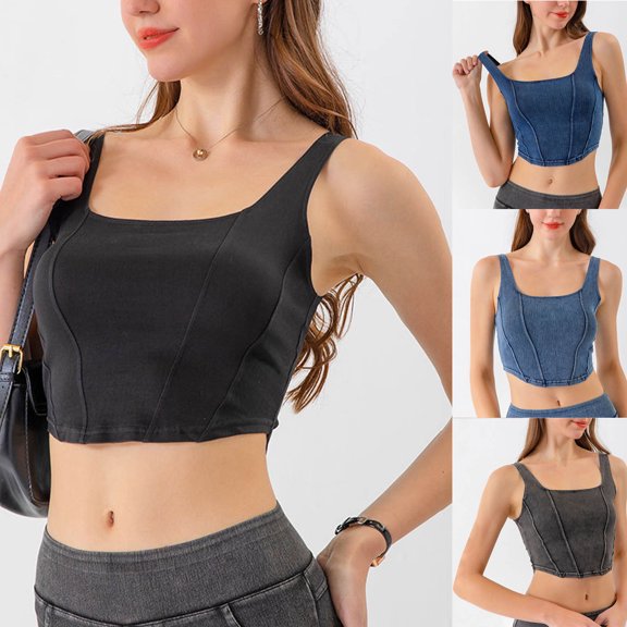 safuny Sports Bra for Women Ultra Light Lingerie Meibei Letterless Strap Back U-shaped Elastic Style Comfort Daily Brassiere Underwear Steel Ring Free Wireless Camisole Black L