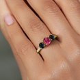 thumbnail image 4 of Gem Stone King 2.35 Ct Oval Pink Tourmaline Black Sapphire 18K Yellow Gold Plated Silver Ring (Size 9), 4 of 6