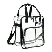 Eastsport Unisex Clear Double Handle Stadium Approved Tote, Black Trim