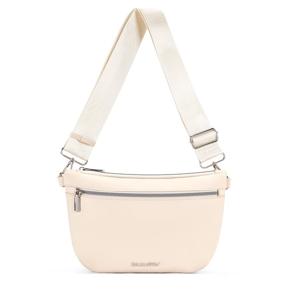 Montana West Crossbody Bag for Women with Dual Zipper Pockets, Beige