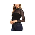 thumbnail image 3 of Womens Mesh Sheer Bodysuit Ladies Hollow Long Sleeve Leotard Tops Shirt Jumpsuit, 3 of 5