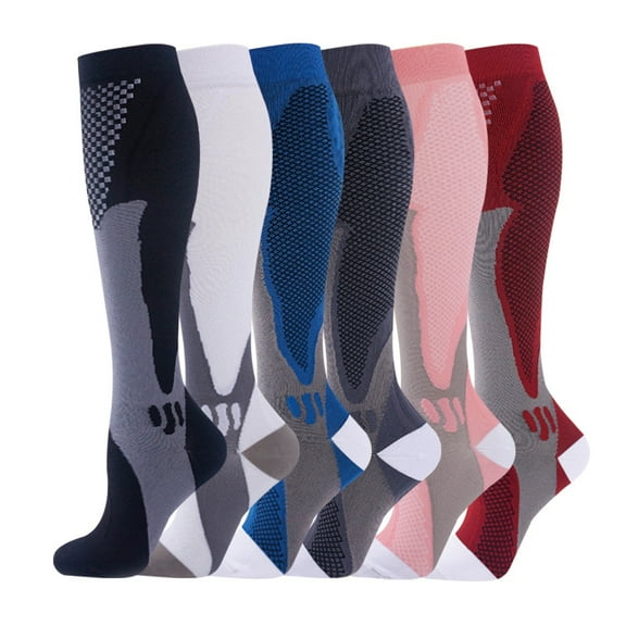 Compression Socks for Women Circulation Knee High 6 Pairs for Nurses, Running, Travel, Athletic,S/M-Style 18