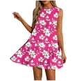 thumbnail image 2 of Gamivast Dresses for Women Sleeveless Crew Neck Loose Fit Shift Mini Dress Leaf Floral Print Ruffle Hem Flowy Comfy Casual Beach Vacation Summer Dresses, 2 of 7