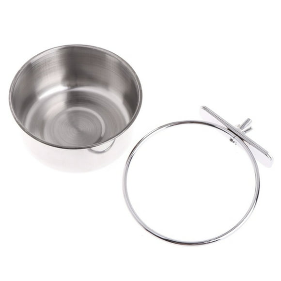Professional Eating Bowl Durable Feeder Stainless Steel Bowl Prcatical Food Box Cage Water Basin for Birds Parrot (Cup Rim 10cm)