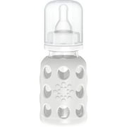 Lifefactory 4-Ounce BPA-Free Glass Baby Bottle with Stage 1 Nipple and Protective Silicone Sleeve, Stone Gray