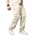 thumbnail image 3 of Reppunk Streetwear Stylish Multi pocket Loose Men Cargo Jeans Male Casual Straight Denim Pants Menswear Underwear Trouser Human Beige Plain, 3 of 9