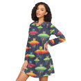 thumbnail image 3 of FORMRS Womens Long Sleeve Nightgowns Crew Neck Sleep Shirt Soft Pajamas Sizes S-3XL, Colorful Space Cat, 3 of 8