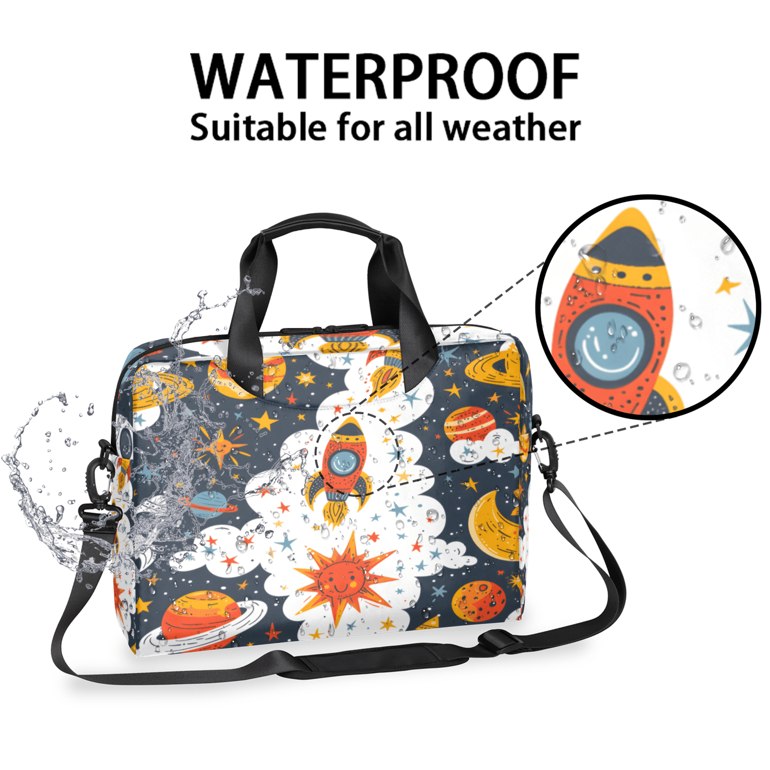Herdesigns Outer Space Laptop Bag for Women Men, Computer Case Briefcase Messenger Bags, 15-15.6 inch Laptop Sleeve Shoulder Bag