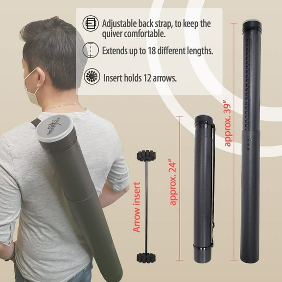 AME Adjustable Archery Arrow Case Carrier with Strap (Tube with Insert)