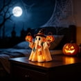 thumbnail image 2 of DVKOVI Lighted Vintage Patchwork Ghost Rustic Fall Figurine Halloween Decorations Light up Ghosts with Pumpkin Lantern, 2 of 7
