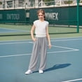 thumbnail image 2 of SJLDQY Girls Sweatpants Straight Fit Baggy Pants for Girls Wide Leg Sweat Pants with Pockets, 2 of 4