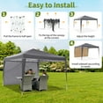thumbnail image 3 of Heavy Duty Pop Up Canopy Tent - 10x10 FT Waterproof Commercial Gazebo with 6 Sidewalls, Adjustable Height, for Parties, Camping, Beach, Portable, Grey, with Side Curtains, 3 of 8