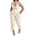 thumbnail image 1 of B91xZ Salopettes Décontractées pour Femmes Super Confortables en Denim Extensible, Beige TG, 1 of 5