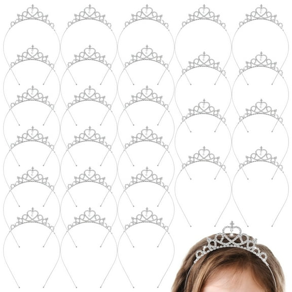 30 Pcs Princess Tiara Crowns, Heart-Shaped Crystal Rhinestone Tiaras, Adjustable Alloy Headbands, Heart Rhinestone Hairpieces, Silver Hair Accessories for Birthdays, Dance Parties, Weddings
