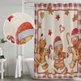 thumbnail image 4 of Vintage Christmas Gingerbread Man Shower Curtain Set with Hooks, Beige Red Plaid Waterproof Fabric Bathroom Curtains Decor Home Accessories, Stall Long 54 X 78 Inch, 4 of 9