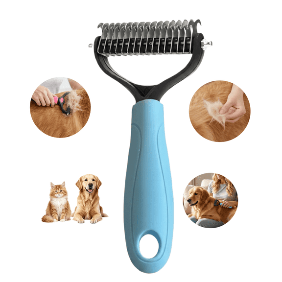 Dematting Comb for Dogs and Cats, Undercoat Rake Pet Brush for Long Hair, Deshedding Dog Brush Removes Tangles Knots and Loose Fur, Grooming Tool for Thick Coats