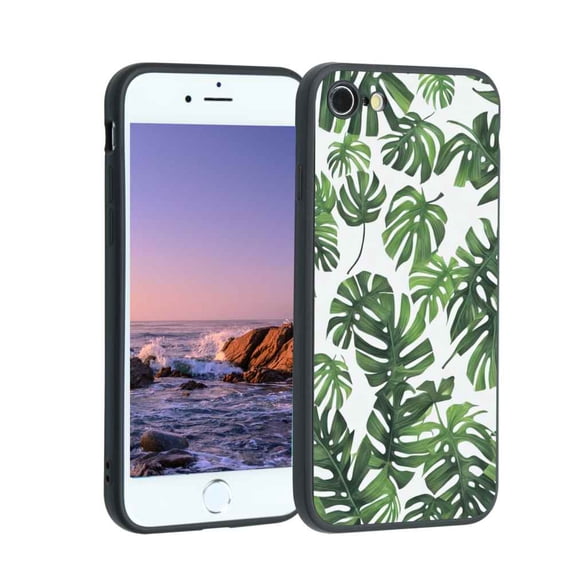 Compatible with iPhone 8 Phone Case, Tropical-Leaves-14 Case Men Women, Flexible Silicone Shockproof Case for iPhone 8