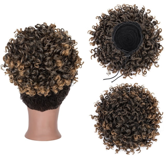 Messy Curly Bun Hair Piece Large Updo Drawstring Hair Buns Synthetic Curly Ponytail Extension