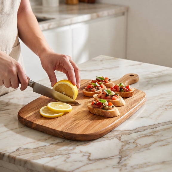 Charcuterie Board Small Wooden Cutting Board with Handle, Bread Board for Kitchen, 6.2x10.4 Inch Mini Wood Cutting Board for Meat Fruits