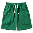 thumbnail image 3 of Zhuashum Men Shorts Knee Length New Leisure Shorts Sports Pants Solid Color Leggings Straight Leg Shorts Green Comfortable Sweatpant Casual Trousers M, 3 of 3