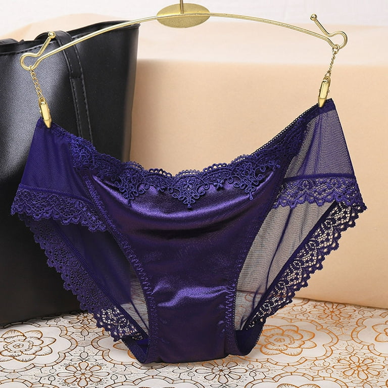 HUPOM Silk Panties Panties For Girls Briefs Casual Tie Comfort Waist Black M