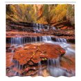 thumbnail image 3 of Ambesonne Nature Shower Curtain, Waterfall Autumn, 69"Wx75"L, Brown, 3 of 5
