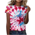 thumbnail image 2 of Mifsaly Tie-Dye Cotton T-Shirt for Women Short Sleeve Crew Neck Casual Summer Tops Colorful Print Lightweight Breathable Casual Blouse XXXL, 2 of 6