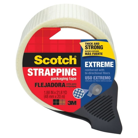 Scotch Bi-Directional Filament Tape w/Dispenser, 1.88" x 21.8yds, 3" Core, Clear -MMM8959RD