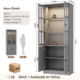 thumbnail image 7 of MEISSALIVVE 78.7" Kitchen Pantry Cabinet with Glass Doors & LED Lights, Freestanding Storage Hutch with Shelves, Gray Pantry Cupboard, 31.5" W x 15.7" D, 7 of 7