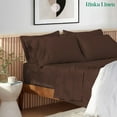 thumbnail image 2 of 1000-Thread-Count 100% Egyptian Cotton Sheet Set King Size Fits 9-12 Inches Deep Pocket ( Stripe, Chocolate ), 2 of 5