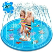 Splash Water Pad for Kid, 68"/39" Inflatable Sprinkle Water Pad Splash Play Pad Children's Sprinkler Pool Water Wading Pool Summer Toys for Kids Outdoor Play