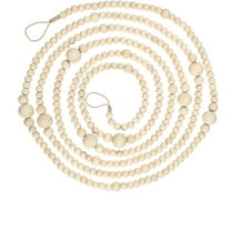 Coollooc 11.8 Feet Christmas Wooden Bead Garland Xmas Tree Beads Garland Rustic Wood Beaded Garland Farmhouse Bead Decor for Christmas Holiday Rustic Home Decoration(Wood Color)