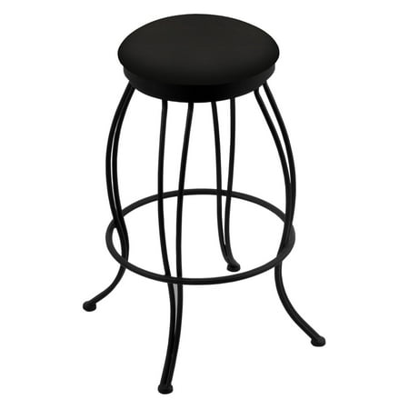 Holland Bar Stool Georgian 30 in. Backless Swivel Bar Stool with Faux Leather Seat - Black Wrinkle