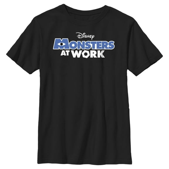 Boy's Monsters at Work Classic Logo Tee Graphic Tee Black Medium