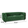 thumbnail image 3 of GDF Studio Marengo Contemporary Emerald Velvet Tufted 3 Seater Sofa, 3 of 9