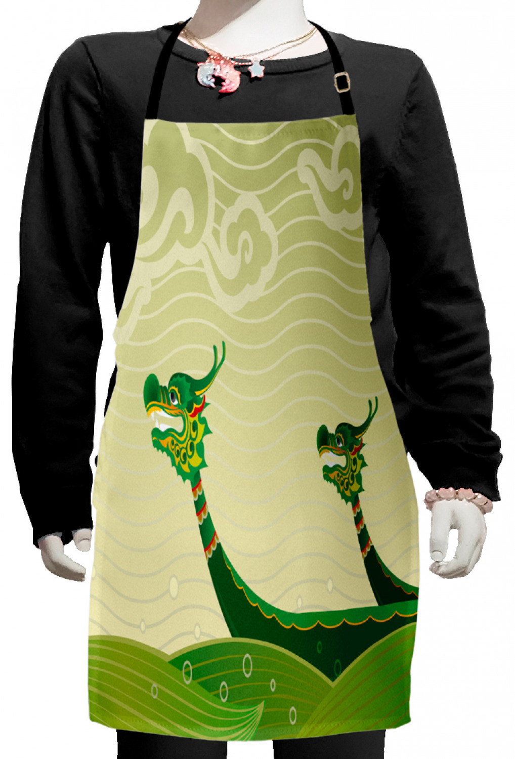Dragon Kids Apron, Tatsu Mythical Animal Chips in Ocean Design, Boys